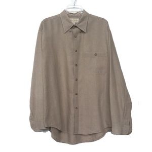 Men’s Large Joseph Abboud Linen Button-Down Shirt in Tan